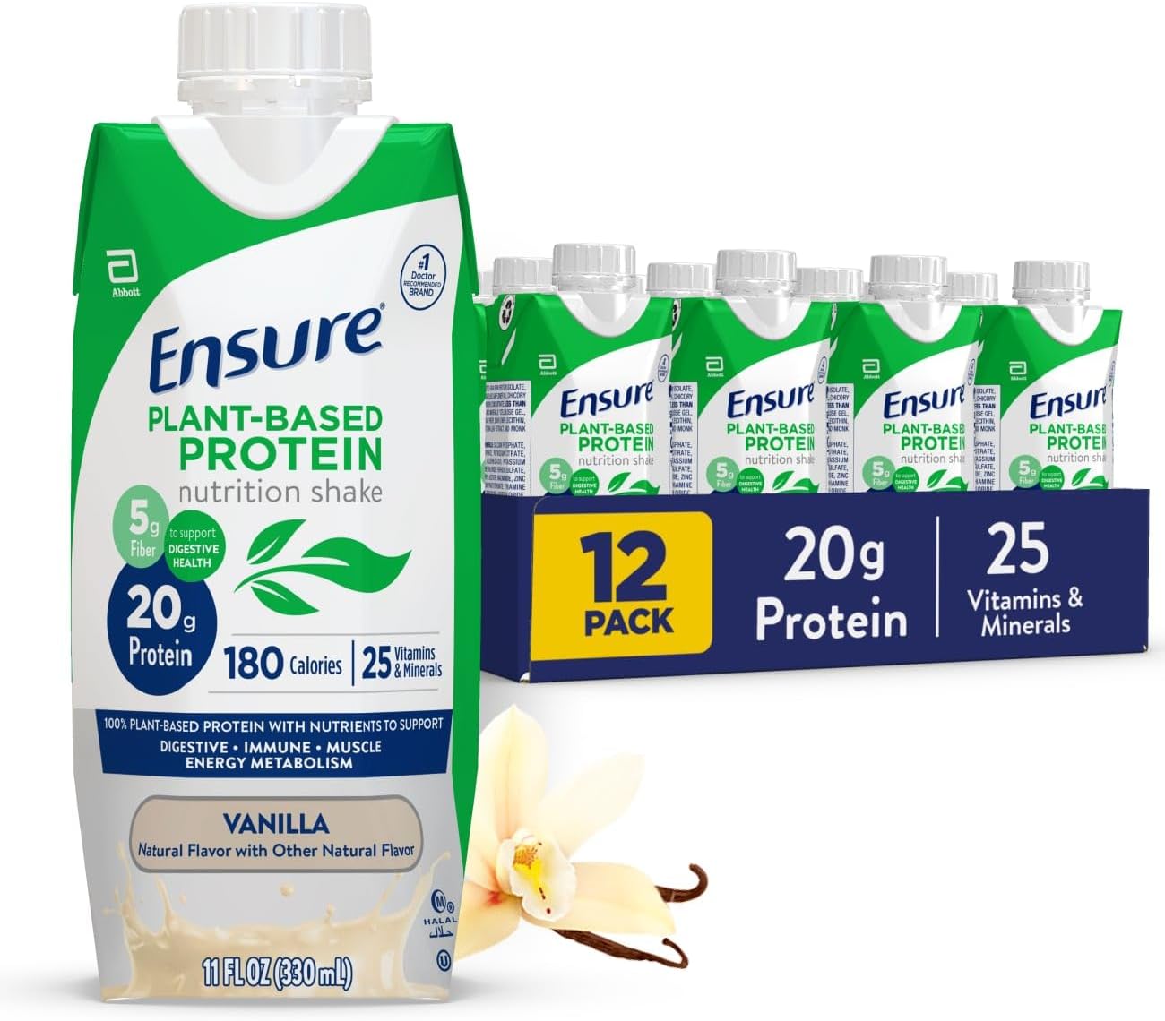 Based Vegan Protein Vanilla Nutrition Shake, Gluten-Free, Dairy-Free, Soy-Free Shake - Big Sale