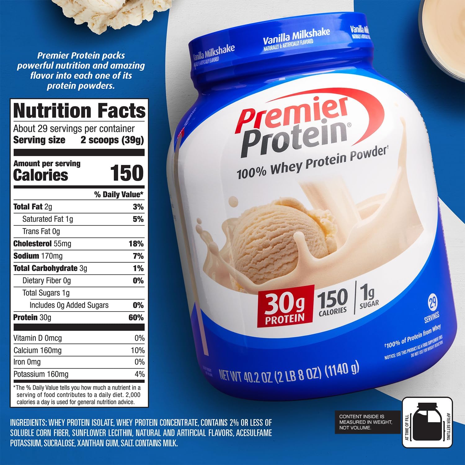 Premier Protein Protein Powder, 30g Protein, 1g Sugar, No Soy Ingredients, Gluten Free - Special offer limited time sale