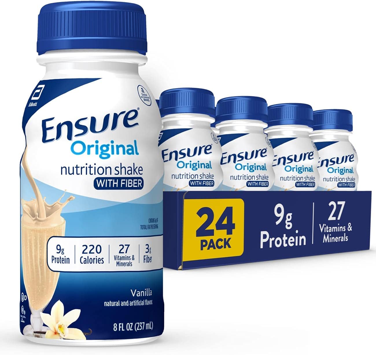Milk Chocolate Nutrition Shake with Fiber, Meal Replacement Shake, Ready To Drink, 9g Protein, 27 Vitamins and Minerals, 8 fl oz - Big Sale