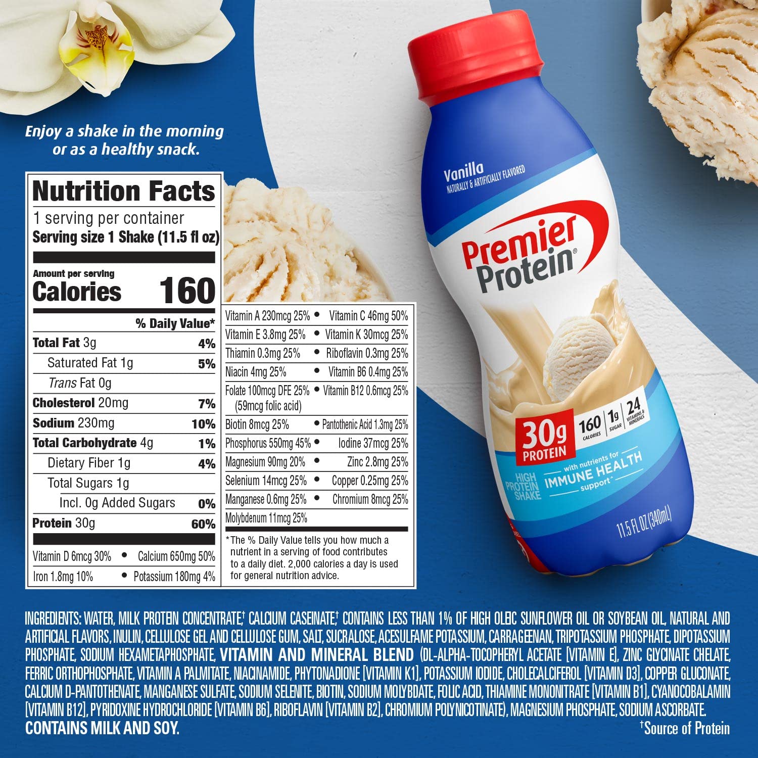 Premier Protein Shake,  30g Protein 24 Vitamins 1g Sugar Minerals Nutrients to Support Immune Health, 11.5 fl oz - Big Sale