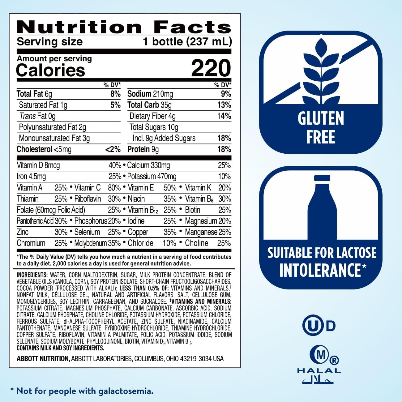 Milk Chocolate Nutrition Shake with Fiber, Meal Replacement Shake, Ready To Drink, 9g Protein, 27 Vitamins and Minerals, 8 fl oz - Big Sale